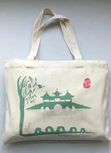 扬州五亭桥纯棉帆布包 风景点旅游纪念品 环保购物袋 可定制图案