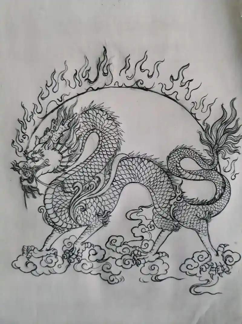素描上古四大神兽线图