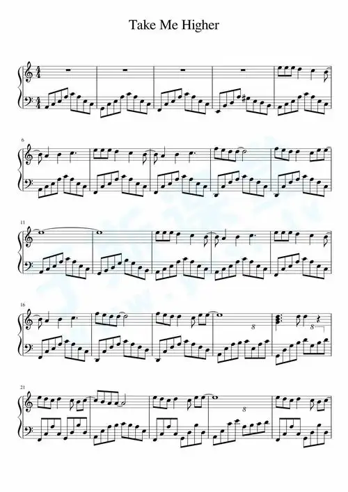 【迪迦】take me higher(插曲)钢琴曲谱,于斯课堂精心出品.