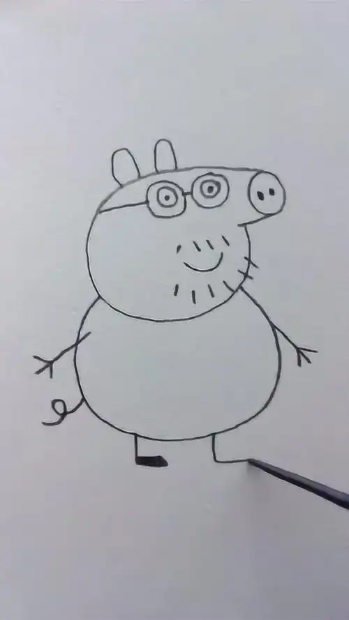 亲子简笔画小猪佩奇里猪爸爸简笔画为了宝宝努力学起来吧
