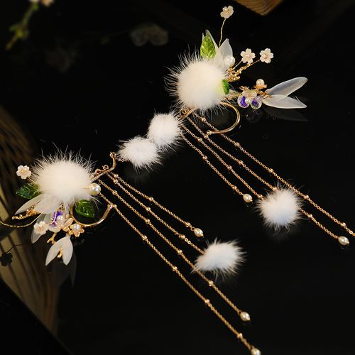 允茹古风耳挂式流苏无耳洞耳饰超仙气古代长款耳环配汉服的古装饰品