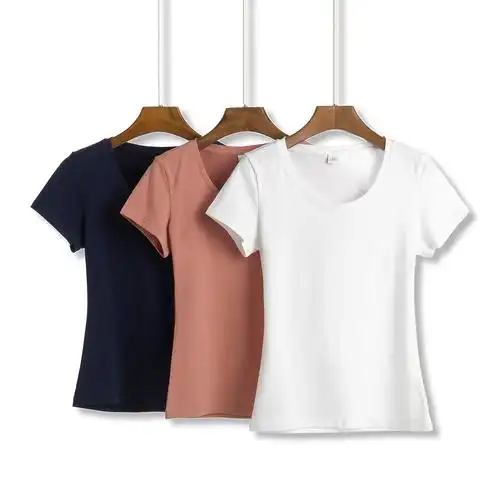 夏季短款纯白色t恤女短袖修身春装2020年新款纯棉上衣t桖打底衫潮