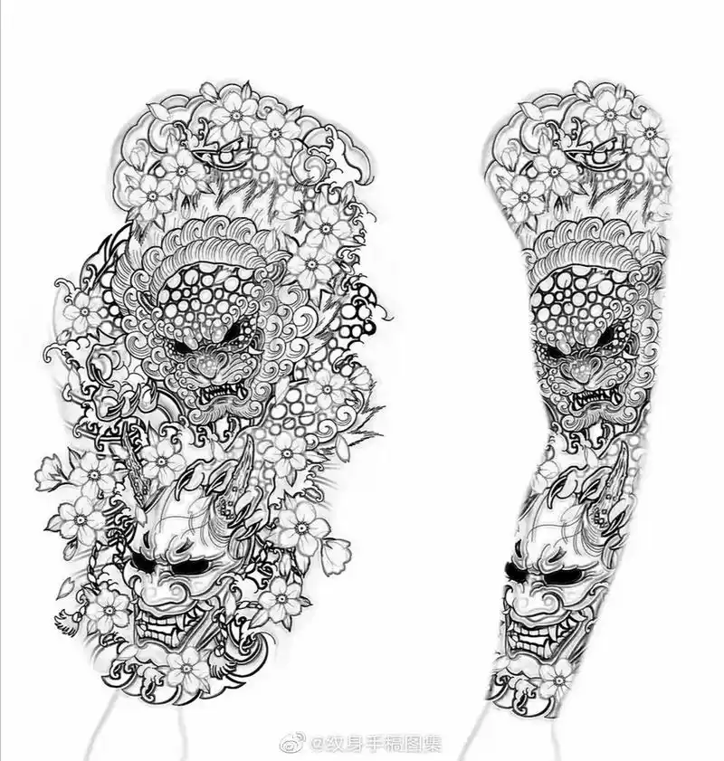 花臂纹身图案分享#tattoo #手稿分享 - 抖音