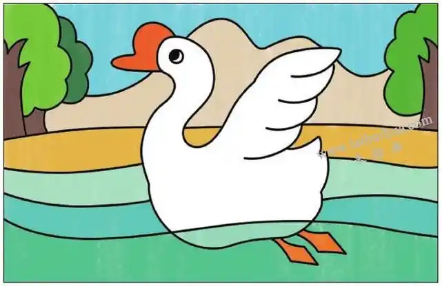 鹅简笔画彩色小企鹅简笔画彩色