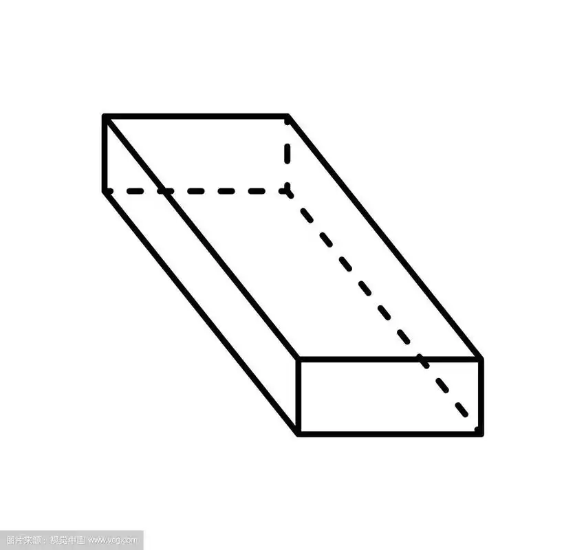 长方体黑色几何形状投影虚线