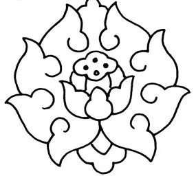 八云头花瓣和莲蓬花芯组成的宝相花图案