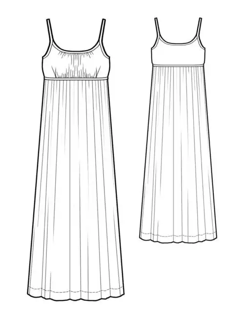 8款吊带睡衣的效果图款式图制版图