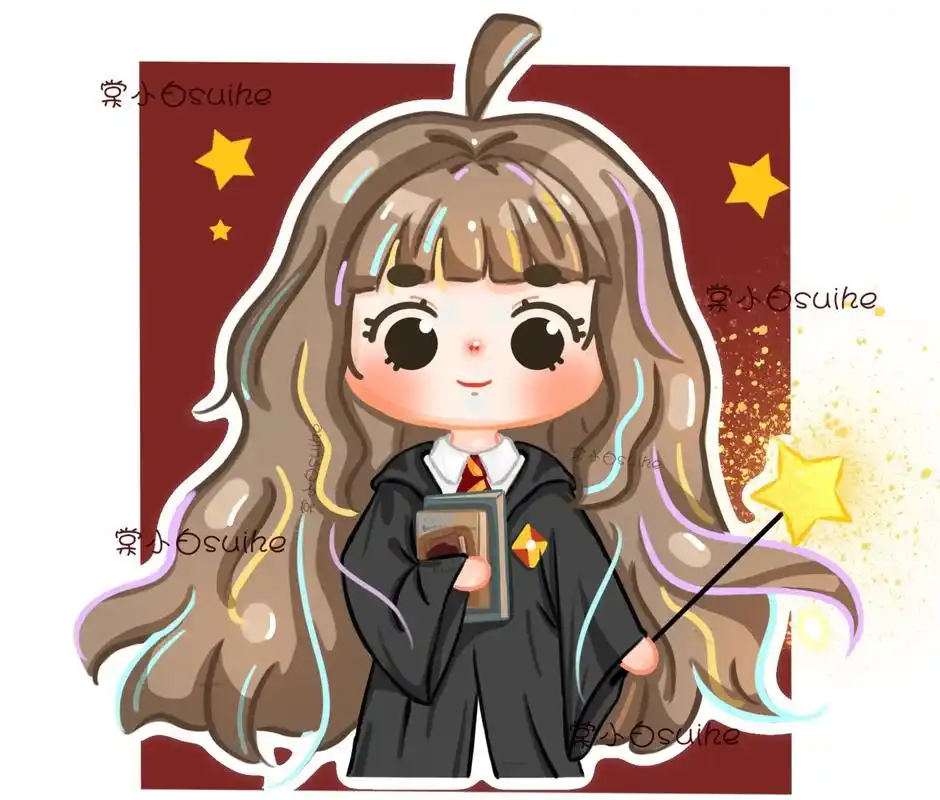 哈利波特&赫敏.#可爱卡通头像#ipad绘画 #哈利波特 # - 抖音