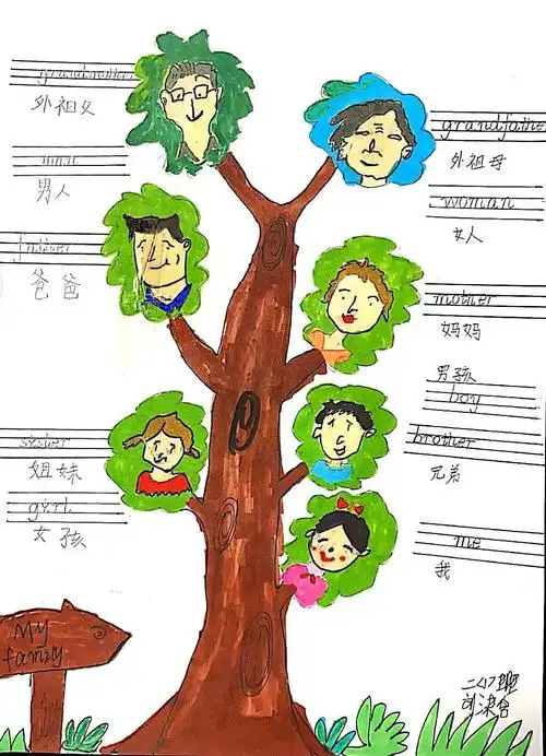 二外兰溪|英语实践小报家庭树famliytree