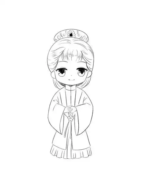 花系q版古装动漫简笔画