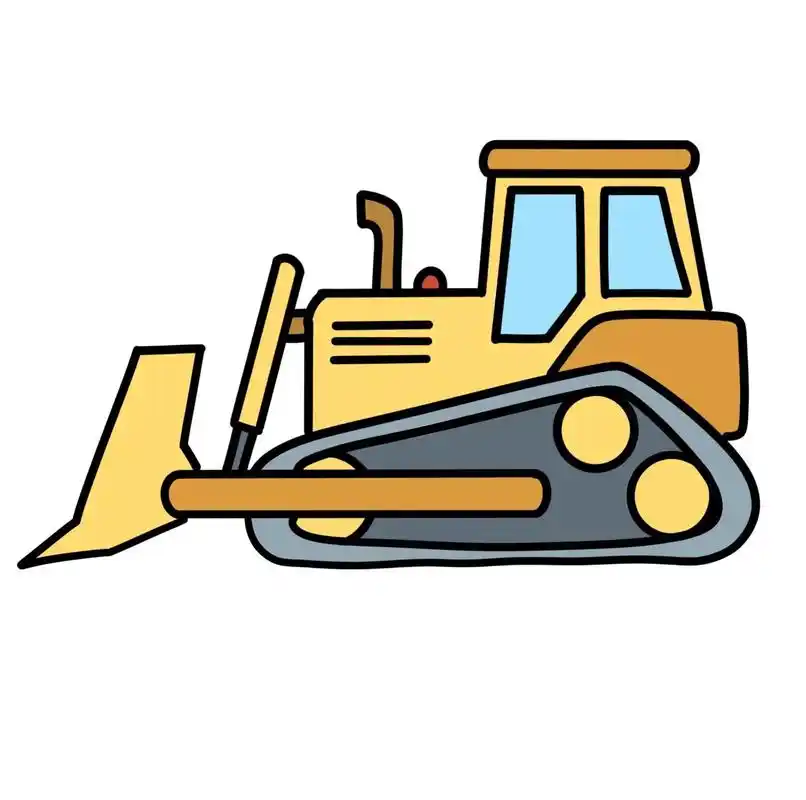 简笔画——《推土机》#创作灵感 推土机简笔画步骤图,跟着一起 - 抖音