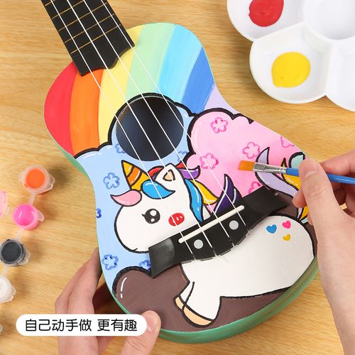 初学自制绘画手绘儿童包儿童材料制作组装手工制尤克里里