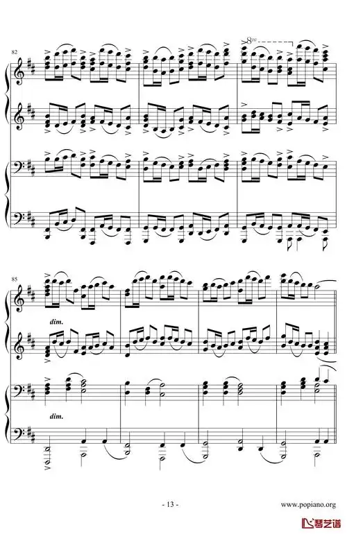 卡农钢琴谱-四手联弹-帕赫贝尔-pachelbel13