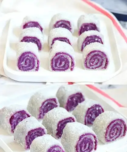 自制好看软糯紫薯糯米卷