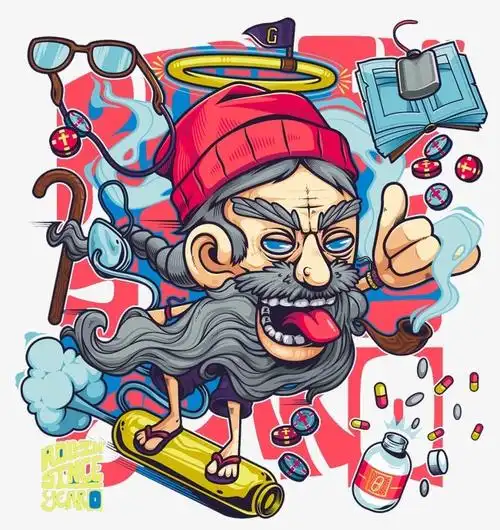 美式人物涂鸦-卡通手绘免抠素材-社稷网免抠元素素材图片