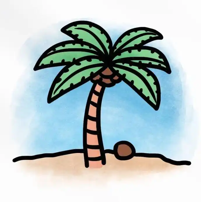 一棵椰子树90.#简笔画教程 #育儿简笔画 - 抖音