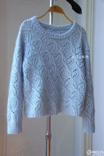 女士棒针圆领毛衣