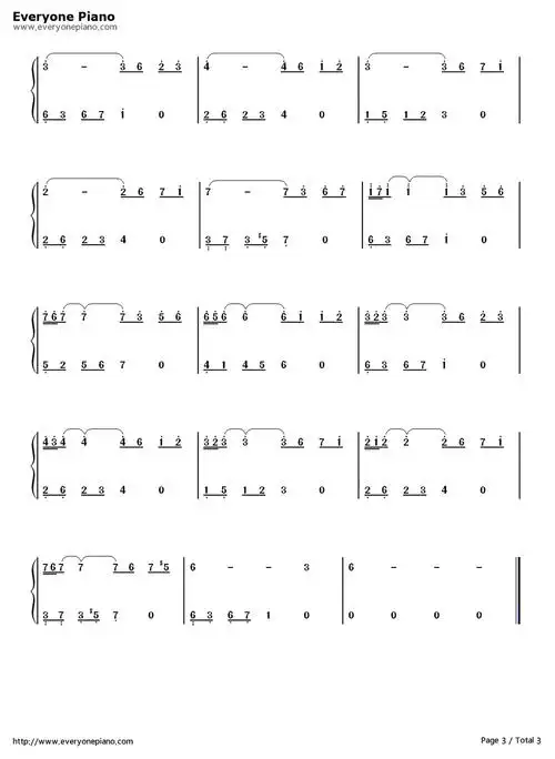 初恋简单版-eop教学曲双手简谱预览3