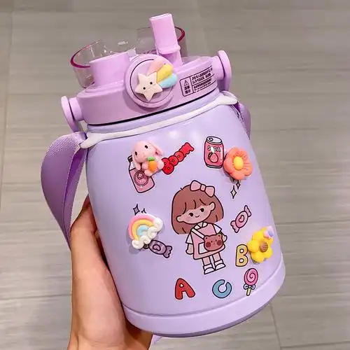可爱爱高颜值双大肚水壶吸管保温杯大容量学生儿童保温杯