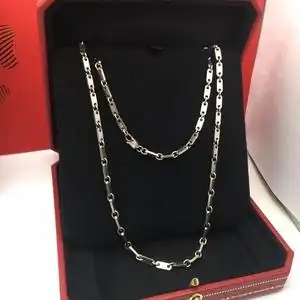 cartier卡地亚18k白金男士项链
