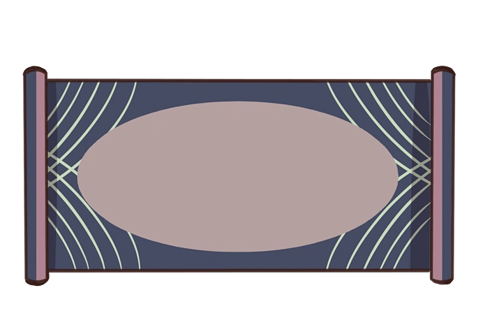 卡通手绘矩形卷轴插画
