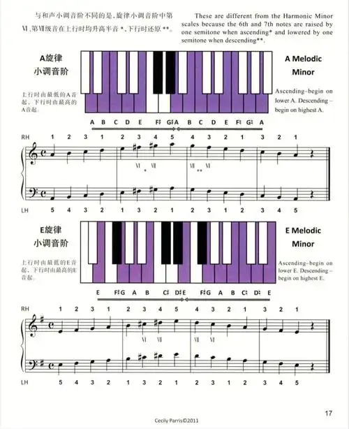 彩色键盘图解之三旋律小调与半音阶