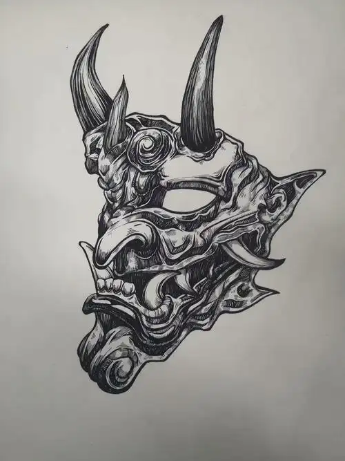 鬼脸面具一张|插画|创作习作|不会画画的左撇子 - 原创作品 - 站酷