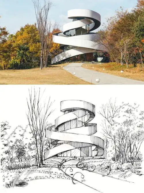 手绘打卡案例04期民宿建筑设计手绘写生