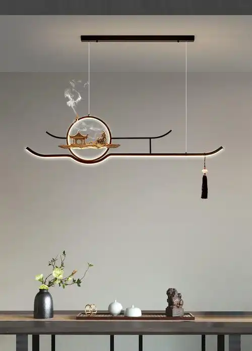 新中式茶室吊灯禅意中国风茶桌餐厅书房茶台日式复古前台店铺灯具暖光