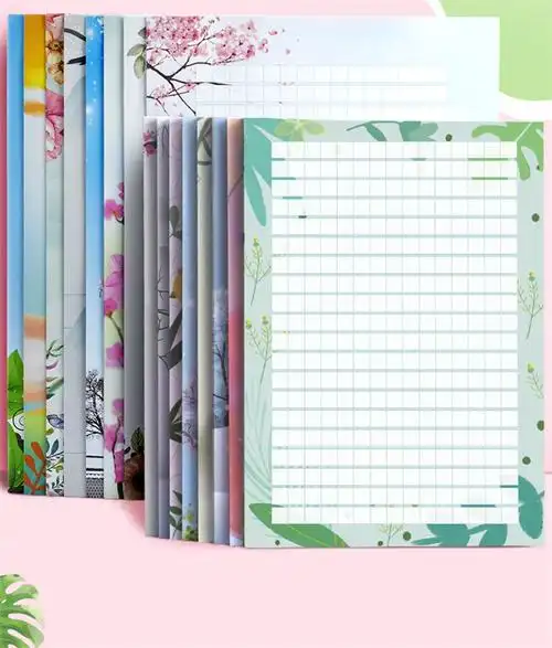 小学生语文作文纸作品展示纸创意唯美信纸方格作彩色文稿纸八款套装