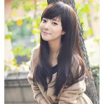 美元素假发 女 气质斜刘海长卷发 修脸蓬松长发型假头发假发长发 女士