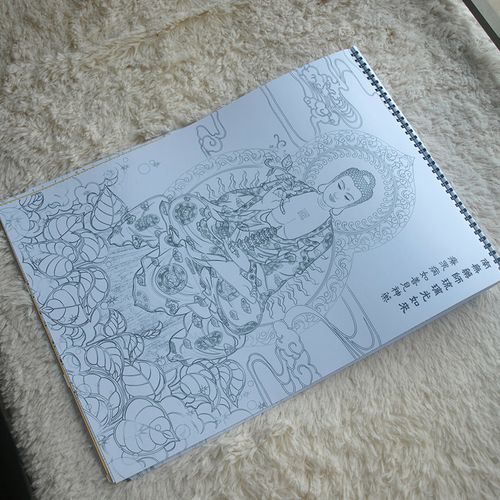 手绘唐卡填色 白描佛像 白度母挂画描金线描稿 药师观音手工画diy