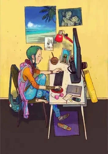 插画师笔下在电脑前忙碌工作的人们 - 视觉中国设计师社区