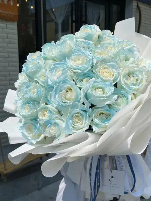 七夕密西根碎冰蓝玫瑰花礼