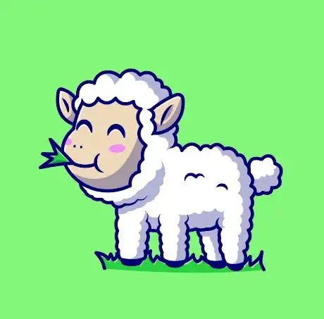 羊吃草卡通插画