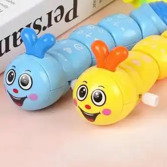 京佳卡通儿童上链发条毛毛虫玩具会跑的上弦仿真可爱小动物幼儿园礼品