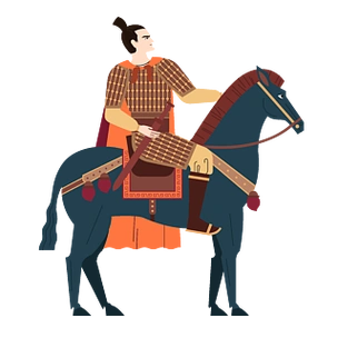 卡通骑马古代士兵矢量