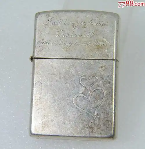 zippo煤油打火机2014年14年镀银爱心款同龄机
