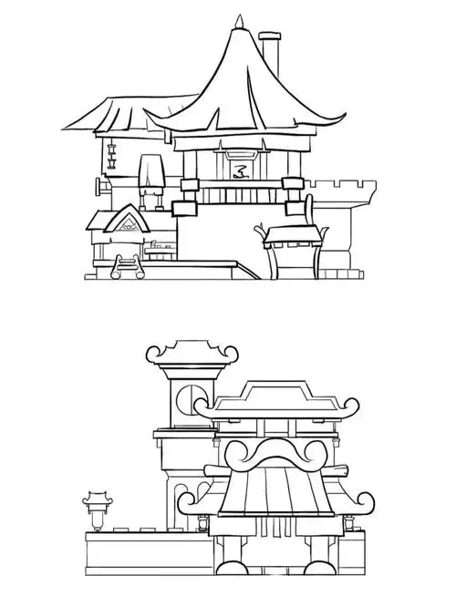 简易的古楼画法