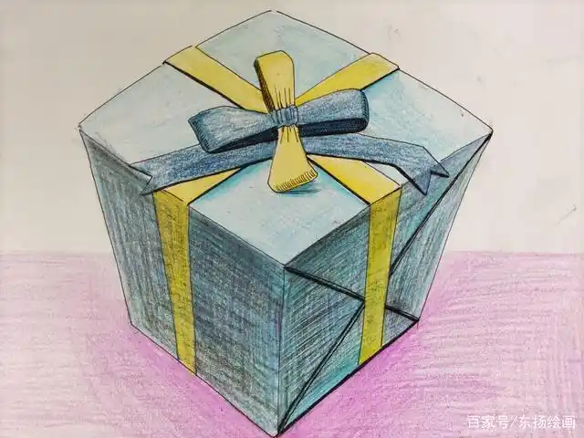 礼物盒彩铅绘画教程
