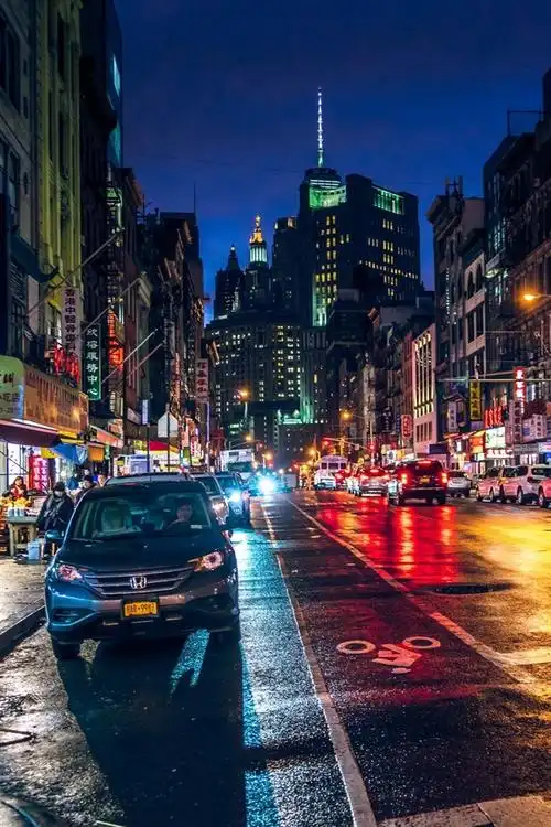 唐人街,纽约,城市,街道,夜晚,美国