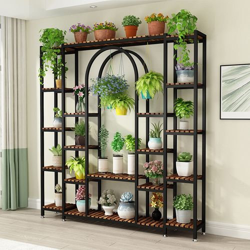 客厅花架子落地式铁艺多层阳台隔断花盆架室内吊兰绿萝多肉植物架