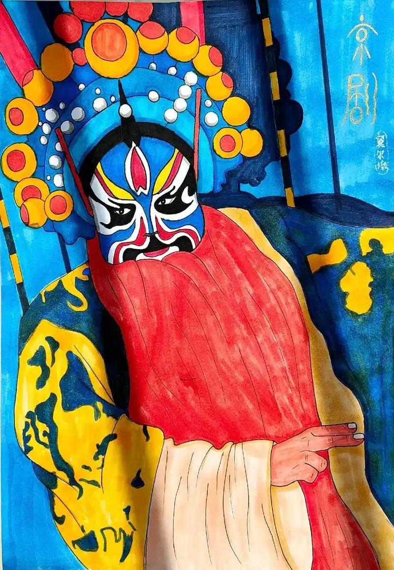 京剧脸谱,我临摹,娃涂色.京剧脸谱窦尔敦#京剧脸谱#脸谱#蓝 - 抖音