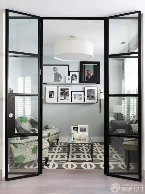80个平方客厅玻璃门装修设计效果图