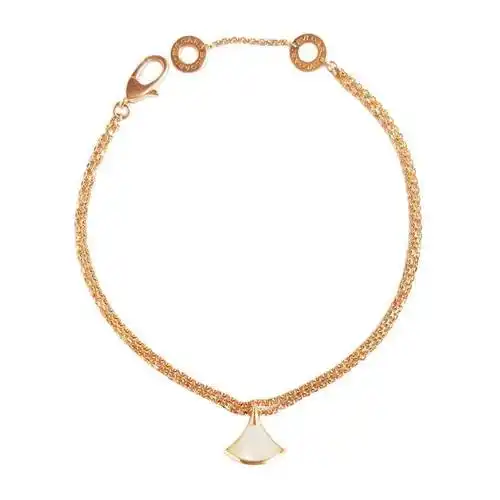 宝格丽女士18k玫瑰金白色扇形贝母手链