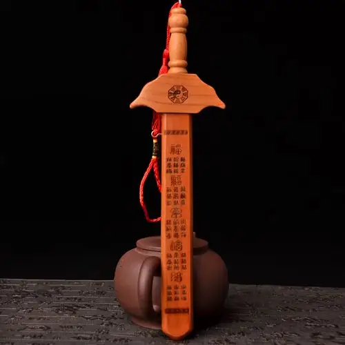 正宗儿童手工大号男款摆件婴儿真桃法器剑法木雕