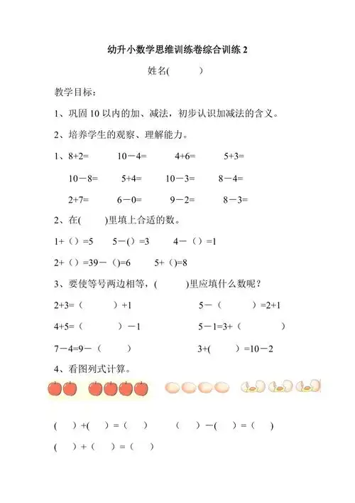 幼升小数学思维训练综合练习