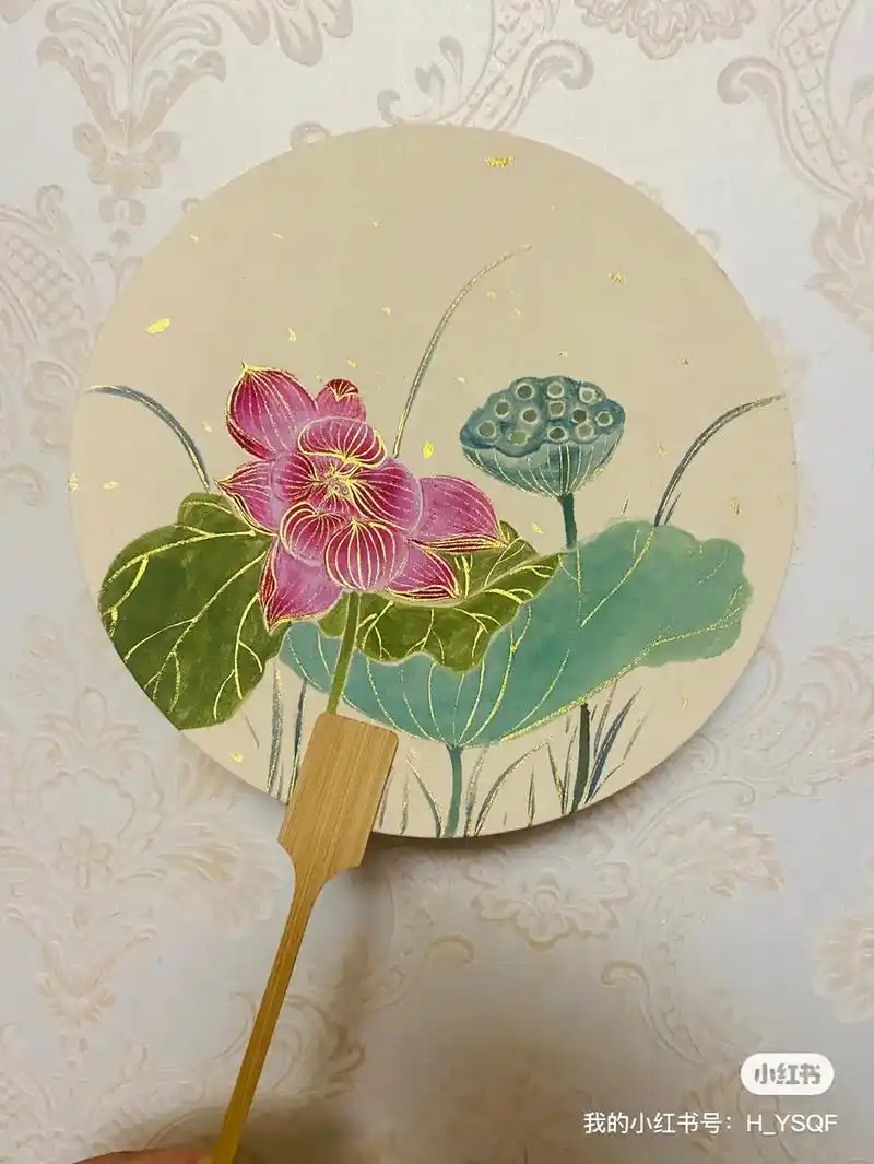 团扇 #古风扇子 #团扇手作 #没骨画 #工笔画 - 抖音