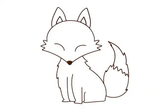 小狐狸可爱简笔画彩色画法步骤图片 动物-第1张