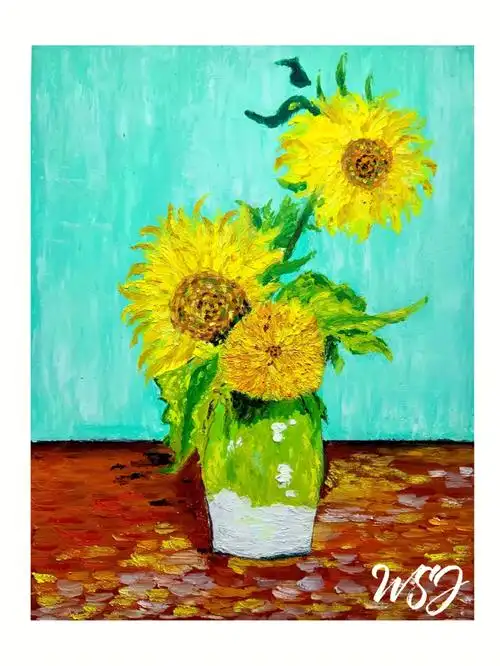 油画棒三朵向日葵附步骤